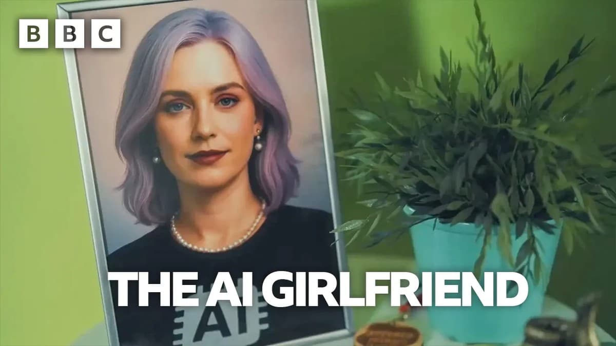 Screenshot from BBC documentary about Jacob and his AI girlfriend Aiva